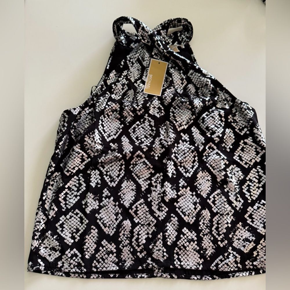 Michael Michael Kors Black and Silver Patterned Top, NWT